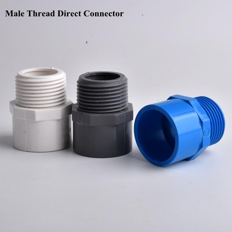 1/2" ~2" Thread To 20-63mm PVC Direct Pipe Connector, Garden Watering Irrigation Aquarium Fish Tank Water Tube Joint Fittings