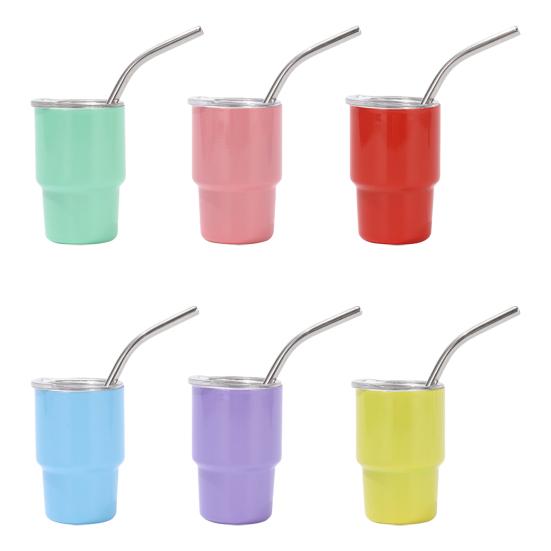 Mini Tumbler Sklenice na panáky se slámkou a víčkem 3 oz nerezová ocel