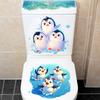 Cute Cartoon Penguin Toilet Decal Stickers Waterproof Self Adhesive Removable Lovely Pattern for Washroom Decor
