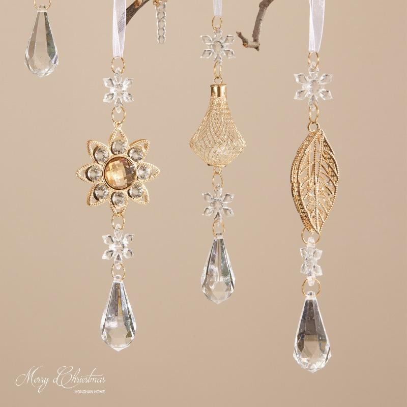 Metal Transparent Acrylic Christmas Ornament String Pendant for Tree Decoration, Festive Dress Hanging Decor with Crystal Effect