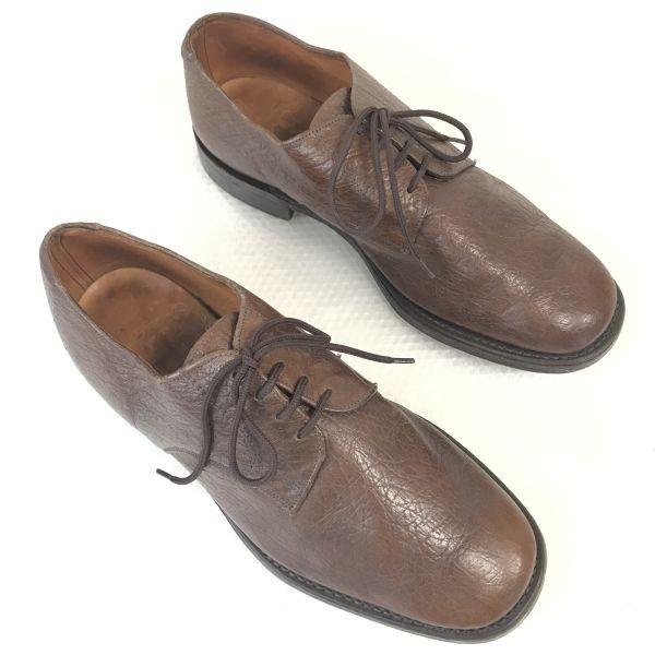England Vintage KF Goodyear Pebbled Leather Plain Toe Dress Shoes 7 25.5cm Brown(USED)