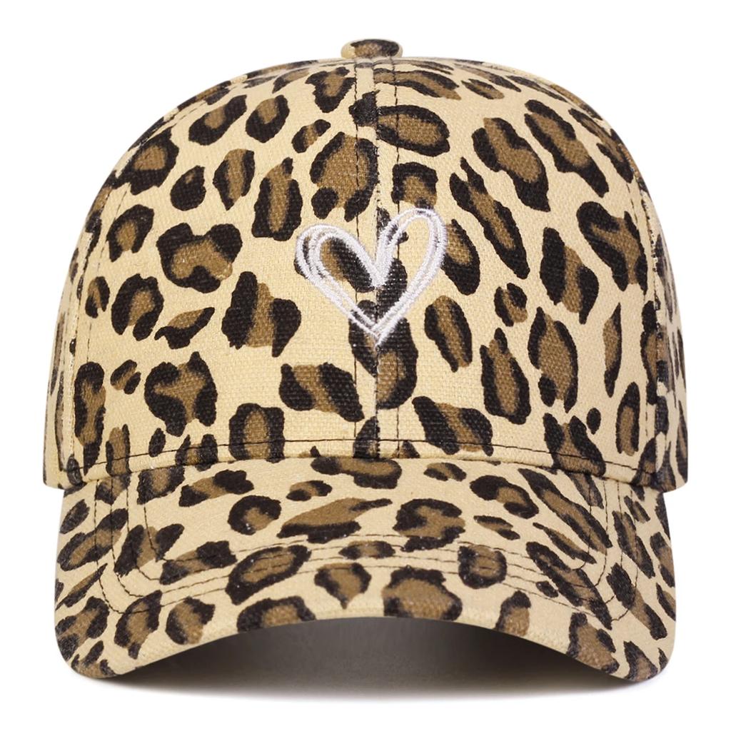 Baseball Print Leopard Stitching Embroidered Love Neutral Gender Women  Men For Caps Spring And Autumn Outdoor Adjustable Casual Hats Sunscreen Hat