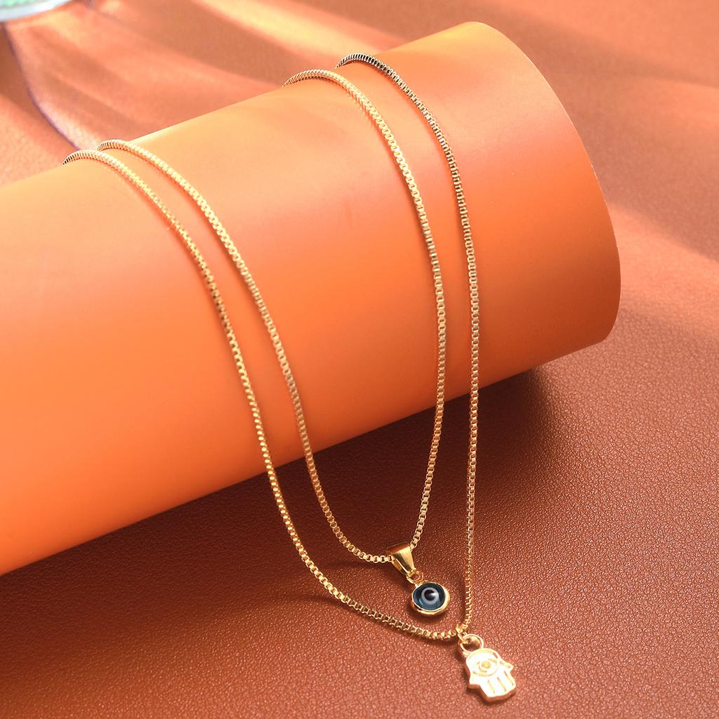 Lucky Double Evil Eye Necklace for Women Chain Turkish Eye Pendant Necklace For Girls Party Jewelry Gift