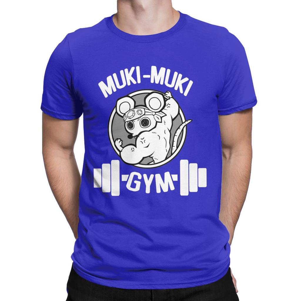 Cool Muki Muki Gym Demon Slayer T-Shirts Men Round Collar Cotton T Shirt Muscle Rats Short Sleeve Tees Graphic Printed Clothes