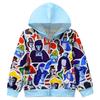 Children's Cartoon Print Zipper Hooded Jacket - Medium/Large Sizes