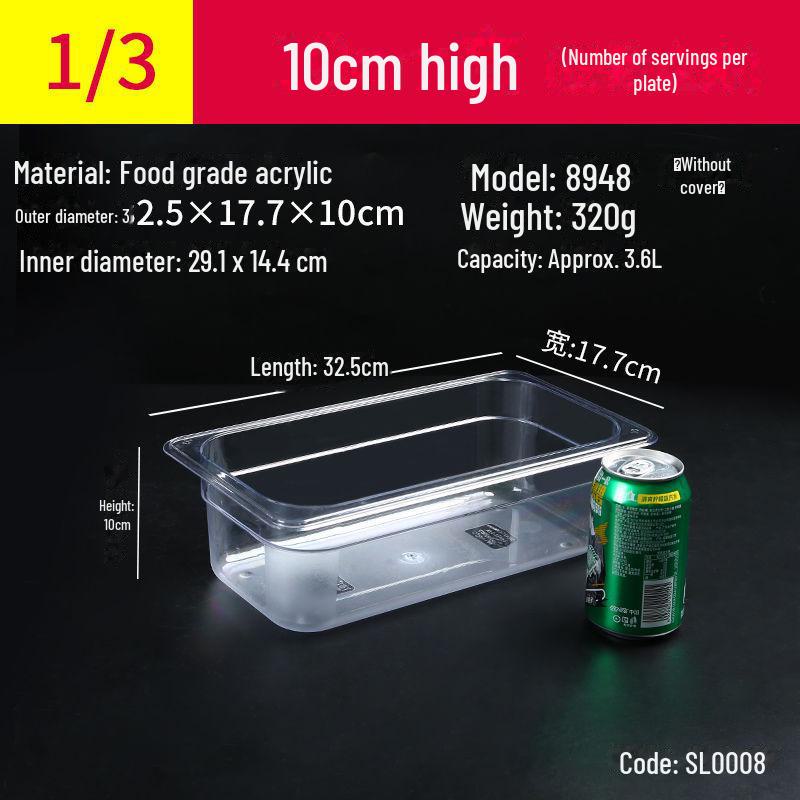 Transparente rechteckige Acryl-Heißtopfschale und Frischhalte-Obst-Auslagebox