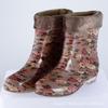 Water Shoes Medium and Low Tube Rain Shoes Women's Short Rain Boots Half Tube Water Boots Flower Cloth Adult Plus Cotton Lint Rainproof