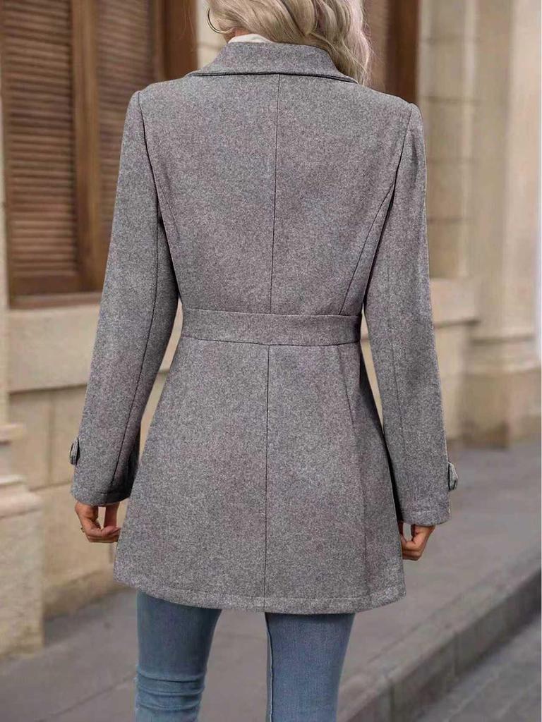 2026 Spring/Fall Mid-Length Elegant Woolen Coat with Lapel Button and Slim Fit Design