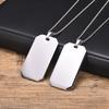 Pendant Necklace Free Engrave Stainless Steel Full-ight Blank Beveled Edge Dog Tag Personalized Free Custom Male Jewelry Gift