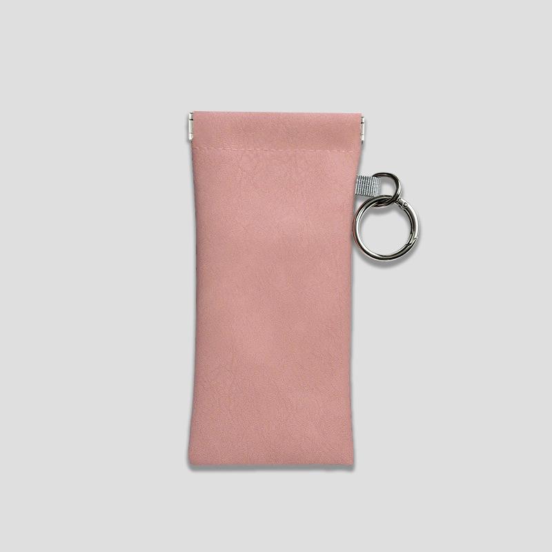 Automatic Closure PU Leather Sunglasses and Eyeglass Pouch - Anti-Pressure Spring Clip Case