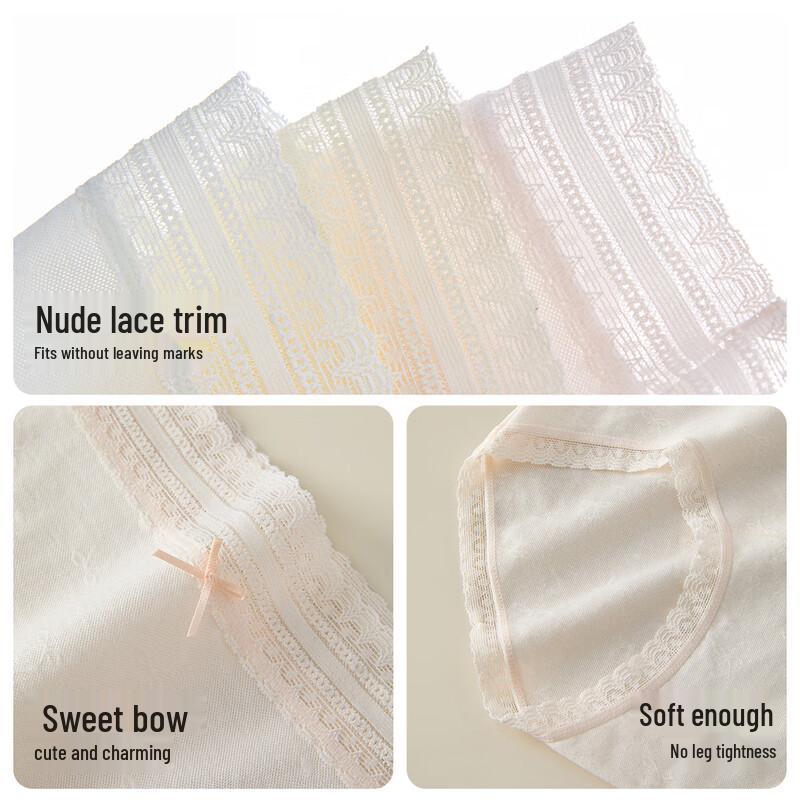 Mao Ren Women's Pure Cotton Antibacterial Lace Briefs