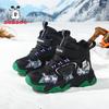 Babu Bean Boys' Shoes Winter New Children's Leather Surface Piled Thickened Large Cotton Shoes Medium and Older Children's Warm Snow Boots