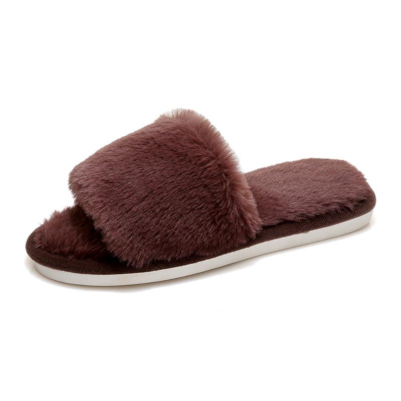 Fairy Style Women's Solid Color Furry Slippers for Outdoor Wear - Autumn 2023 Collection