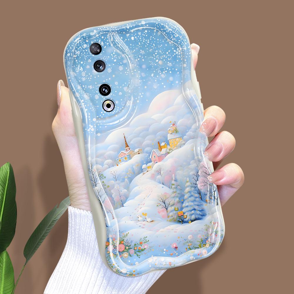 

Милый мультяшный узор, кремовая текстура, мягкий силиконовый чехол с волнистыми краями, чехол для телефона для Huawei Honor Infinix Tecno iPhone Tecno Spark Go 2024 белый