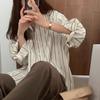New Long Sleeve Women Office Stripes Shirt Loose Casual Ladies Blouse Lapel Pocket Elegant Fashion Simple Tops Spring Summer Thin Clothing