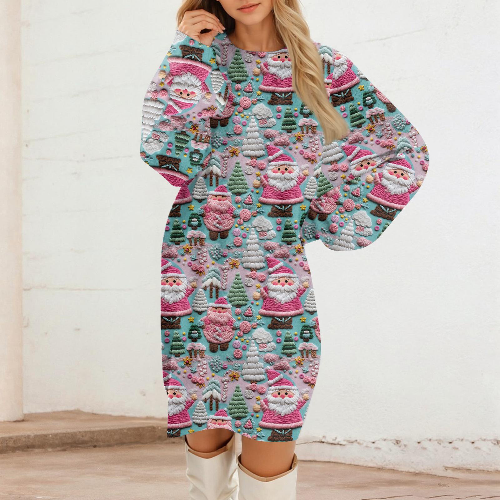 

Женские повседневные плюшевые платья с круглым вырезом и длинным рукавом XL синий