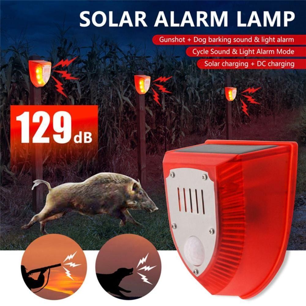 Waterproof Solar Alarm Solar-powered Portable Solar Lamps Multifunctional Animal Deterrent Security Alarm Siren Garage Security