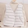 High-end Light Luxury Goose Down~ New Women's Bottom V-neck Down Vest, Light and Slim Women's Collarless Vest