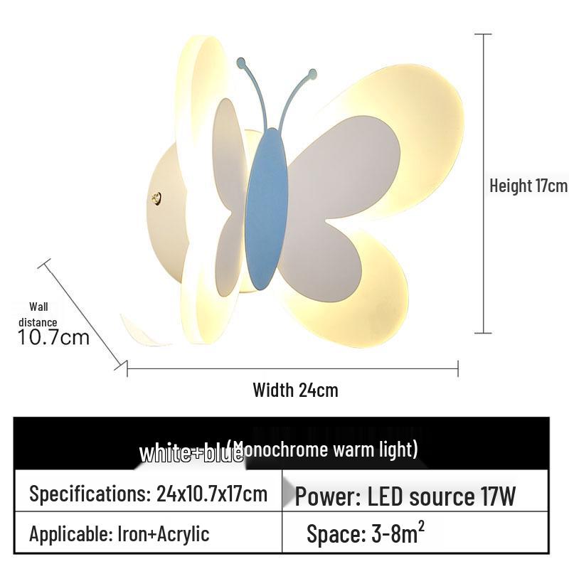 Nordic Creative Butterfly LED Wall Light for Children's Room - Modern Bedroom Bedside or Background Lighting