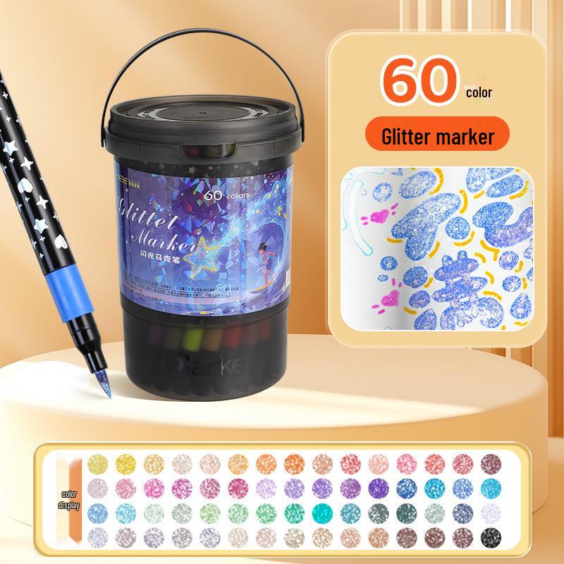 Double-Headed Glitter Marker Fluorescent Pen for Art, DIY, and Dual-Color Notes