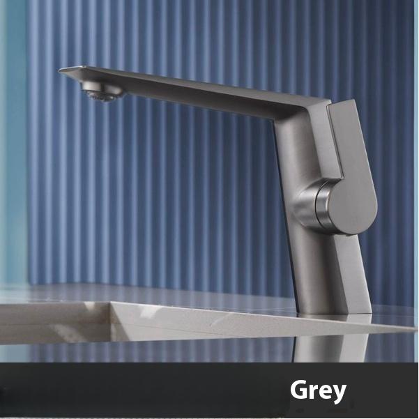 

Grifo para lavabo de baño cromado/gris metalizado, monomando, mezclador de agua fría y caliente, para encimera G1/2 сірий