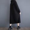 Long Sleeve Oversized Black Hooded Vintage Patchwork for Women Casual Loose Spring Autumn Sweatshirt Dress