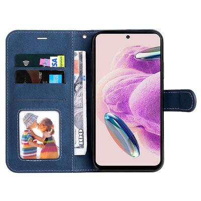 PU Leather Case for Xiaomi Redmi Note 12S 4G/Note 11 4G (Qualcomm)/Note 11S 4G Wallet Stand Three-color Splicing Phone Cover with Wrist Strap