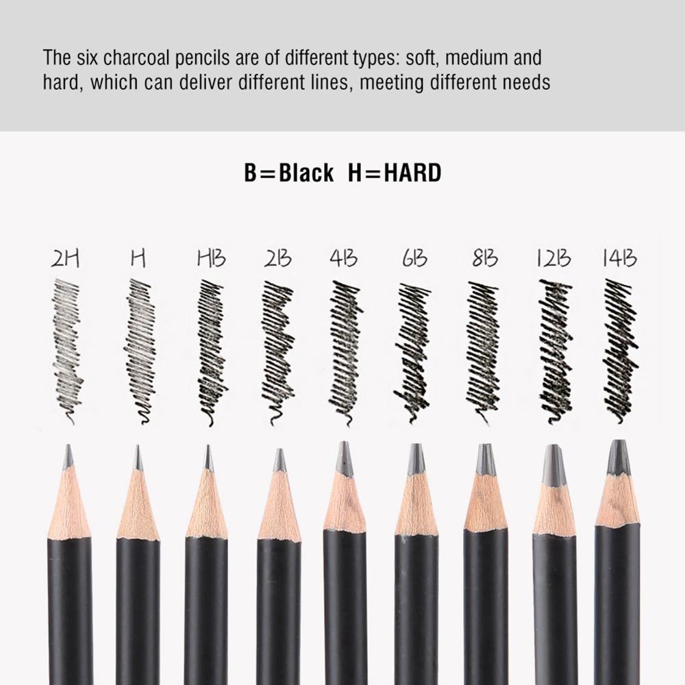 29PCS Multiple Hardness Grades 29pcs Sketch Pencil Kit Charcoal Sketch Pencils  Sketch Learning