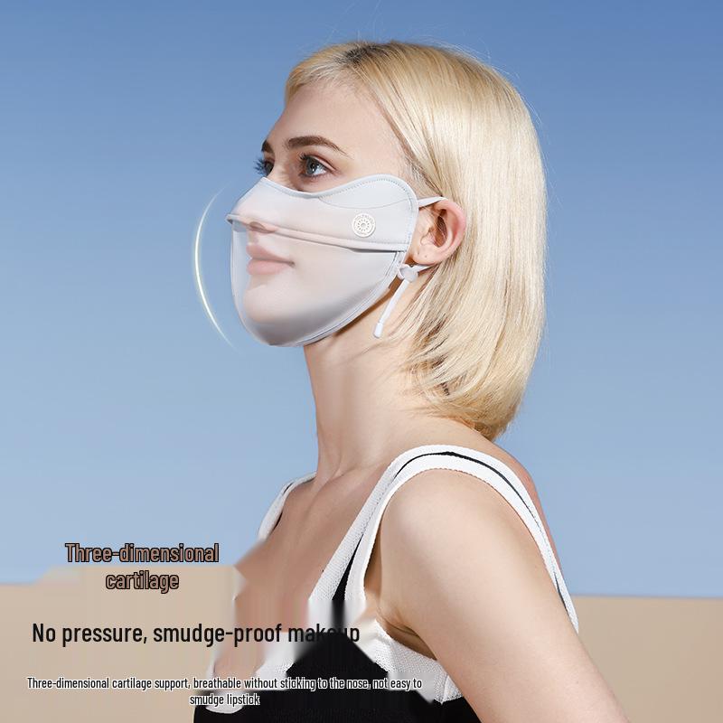 3D Gradient Blush Sunscreen Mask with Soft Bone Support, Anti-Smudge, Ice Silk, UPF50+ for Women