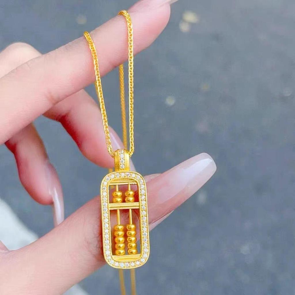 Gold Abacus Pendant Necklace - New Chinese Style Light Luxury, Versatile Niche Gift.