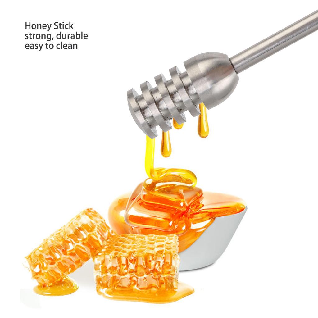Honey Stick 15.5cm 304 Stainless Steel Fluted Design Easy Cleaning Honey Mixing Stick Coffee Stirrer Stirring Sticks