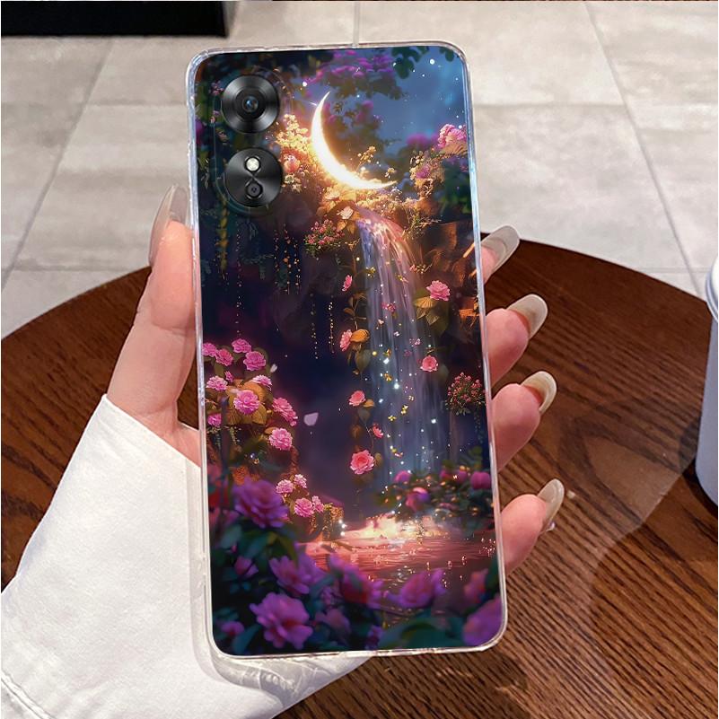 For Oppo A17 CPH2477 Back Cover Oppo A17K CPH2471 Case Clear Luxury Cute Cartoon Love Rabbit Funny Soft TPU Silicone Phone Case
