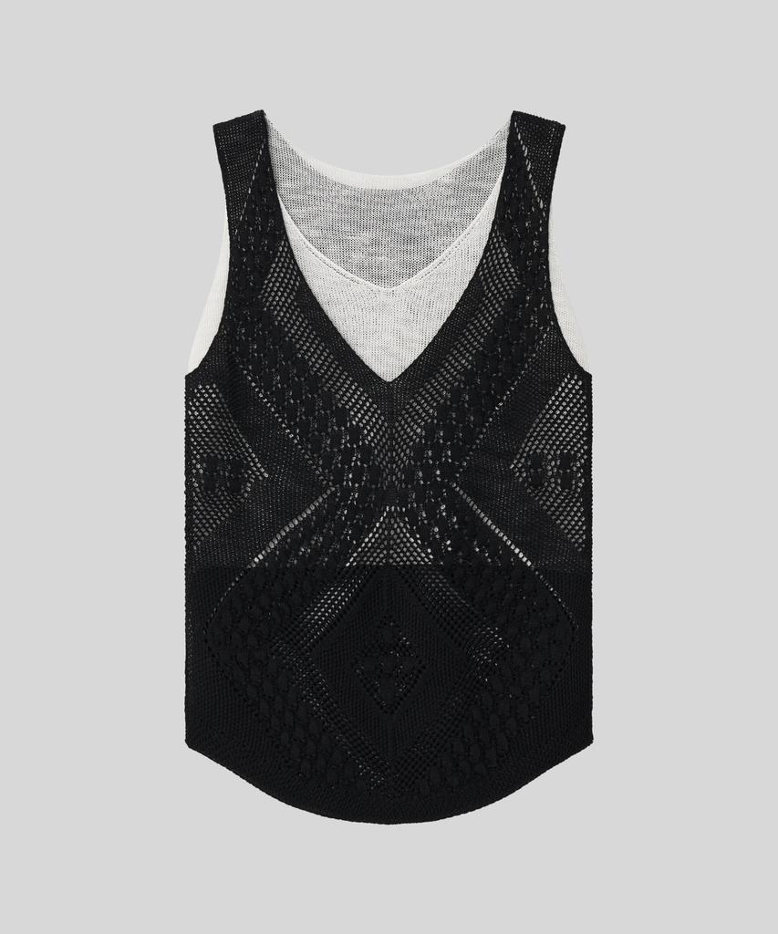 OCCUR Layered Cool Viscose Jacquard Sleeveless Knit, Black