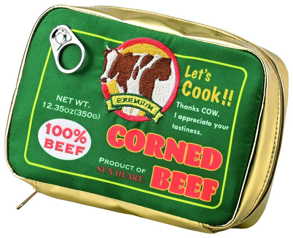 Marushin Corned Beef Can Food Design Pencil X W16 X 0135035700 Yup! Case/Cosmetic Pouch, H11.5 D5.5cm,