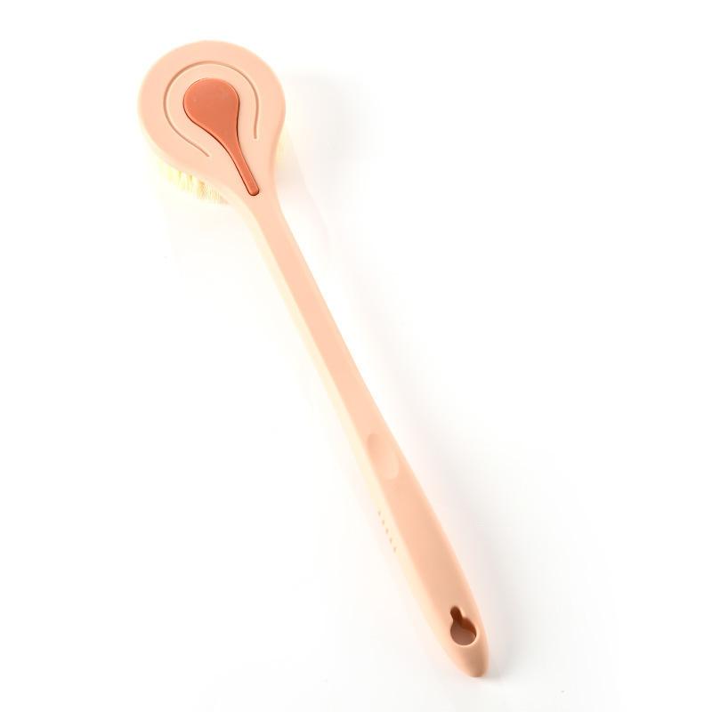 Bade- und Rückenbürste mit langem Griff, für nasse und trockene Haut, Körperpeeling, natürliche, weiche Holzbürste, Rückenmassage, Duschzubehör