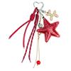 Keychain Pendant Matte-Glossy Finish Imitation Leather Five-Pointed Star Key Chain with Metal Heart Buckle