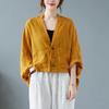 Giacche da Donna a Maniche Lunghe Stile Vintage Versatili Larghe Comode Cotone Lino Cappotti Casual da Donna