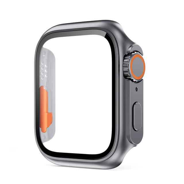 PC Firm Cover for Apple Watch Case 45mm 41mm 44mm 40mm Glass Appearance Upgrade 49mm Turning Into iWatch 8 7 SE 3 6 5 4 Ultra