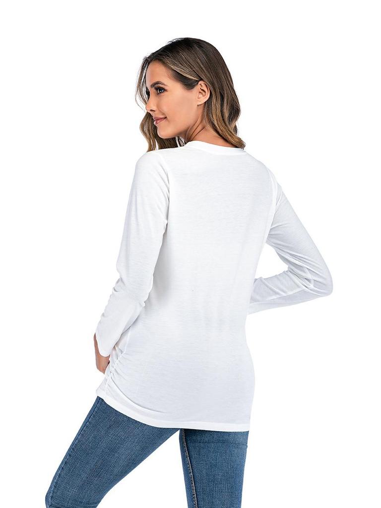 Evropské a americké těhotenské tričko s potiskem a dlouhým rukávem 2020