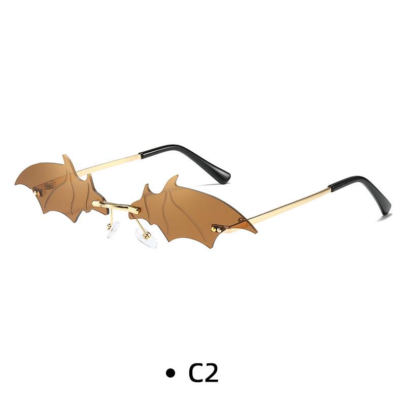 Small Cat Eye Sunglasses Women Luxury Brand New Rimless Punk Sun Glasses Bat Shape Unique Eyeglasses Men UV400