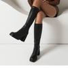 Fashion Autumn New Thick Heel Single Boots Women's Fashion Square Head Sleeve Thick Sole Anti-slip Wear-resistant Boots