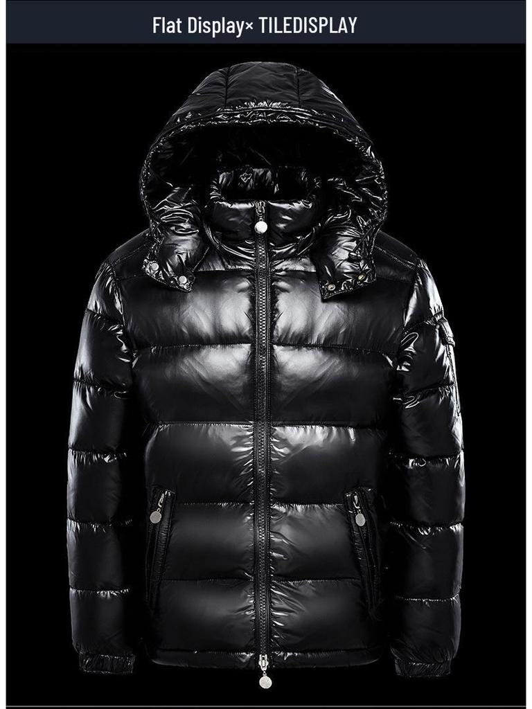 Veste d'hiver épaisse à surface brillante - Veste courte tendance pour couple