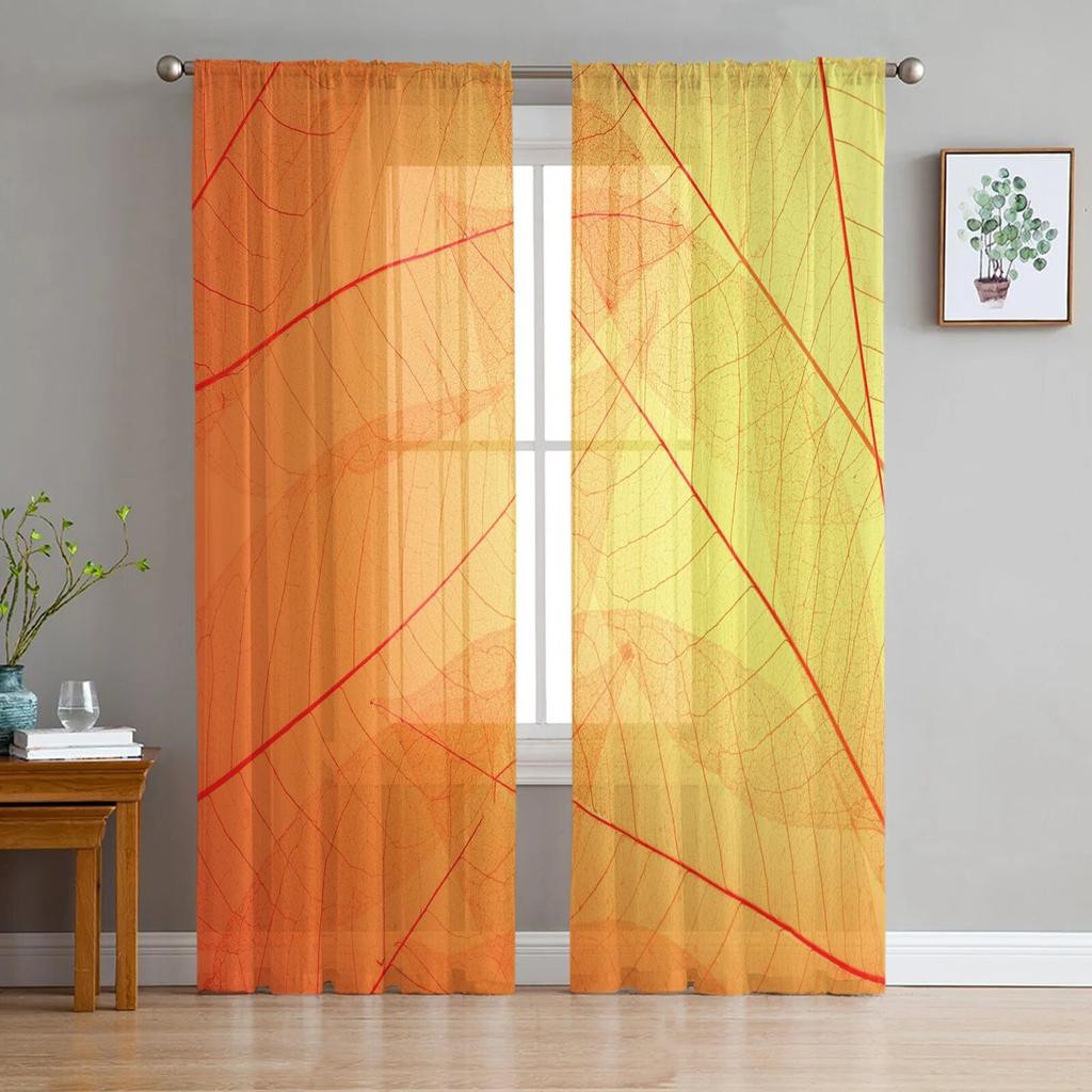 Marineblau-graue Blattstruktur-Tüllvorhänge für Wohnzimmer, Chiffon-Voile, transparenter Fenstervorhang für Schlafzimmer