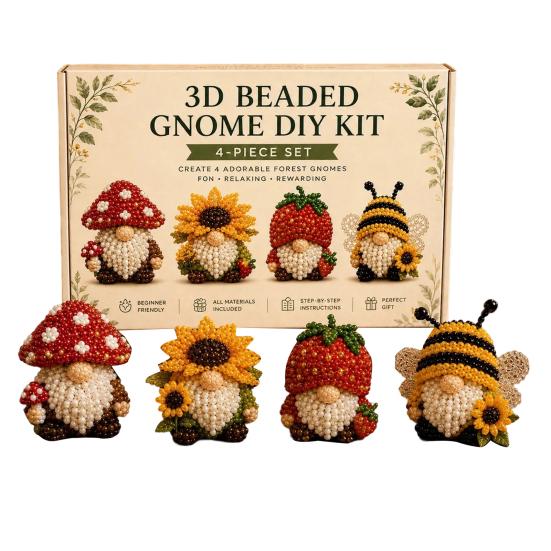 Tiny 3D Beaded Animal DIY Kit Petite 3D Beaded Gnome A