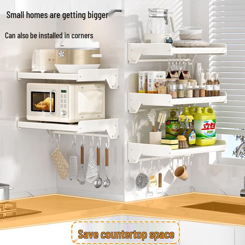 Wall-Mounted Kitchen Storage Rack for Microwave & Oven