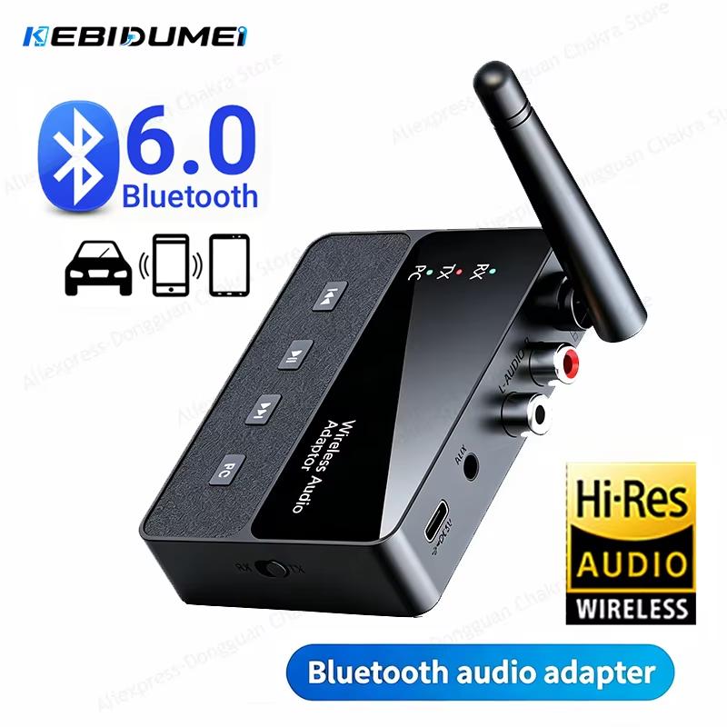 KEBIDUMEI 2 IN 1 Bluetooth 6.0 Wireless Stereo Transmitter Receiver HIFI Music Adapter AUX RCA USB-C for TV Speaker Computer 6