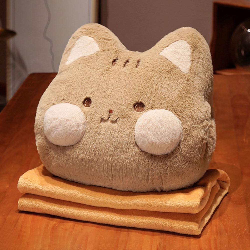 Thickened Cartoon Animal Pillow Hand Insertion Type Nap Pillow Throw Pillow Blanket  Summer Winter Cat