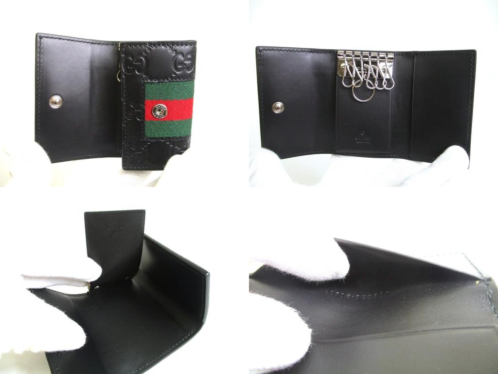Authentic GUCCI Guccissima Black Leather 6 Pics Key Cases #a781  Refurbished