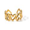1/3PCS Adjustable Full Circle Hollow Heart-Shaped Open Cuff Ring Stainless Steel Jewelry Irregular Stackable Rings For Women