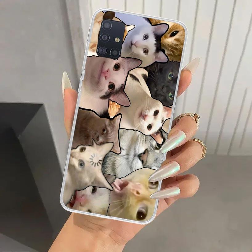 Crying Cat Memes Phone Case for Samsung Galaxy A52 A32 A22 A12 A02S A50S A30S A10S Note 20 Ultra 10 Plus S10 A31 A20 A71 A72 Gal